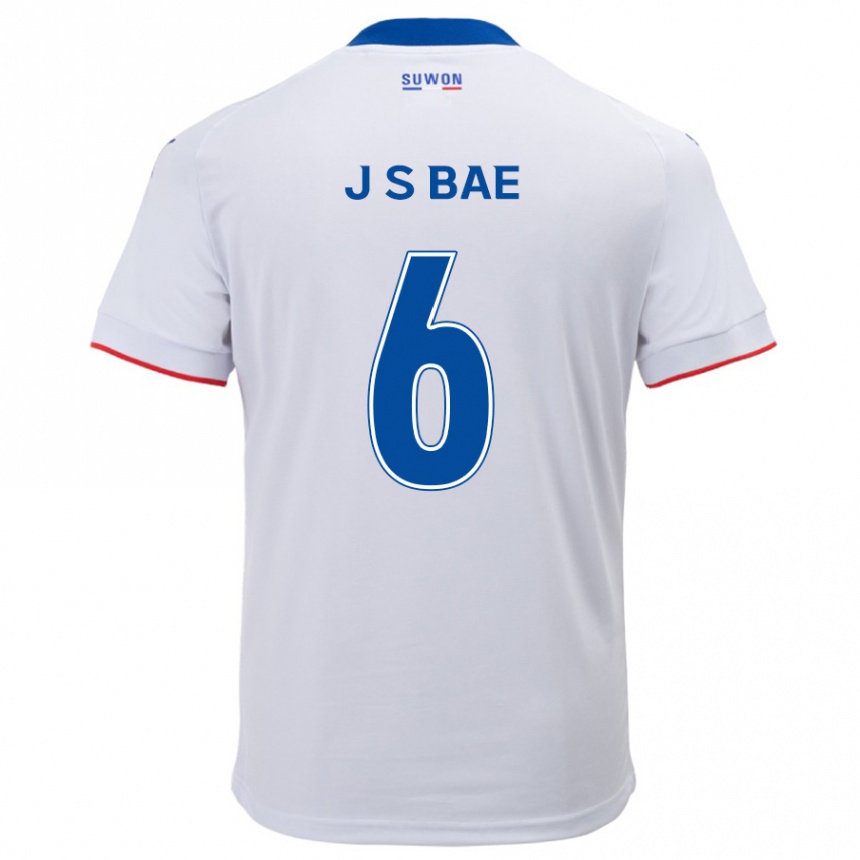 Kinder Fußball Seo-Joon Bae #6 Weiß Blau Auswärtstrikot Trikot 2024/25 T-Shirt Luxemburg