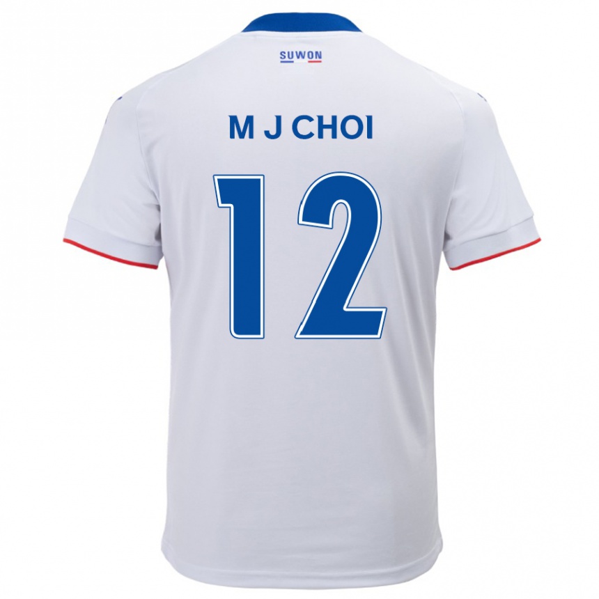 Kinder Fußball Ji-Moog Choi #12 Weiß Blau Auswärtstrikot Trikot 2024/25 T-Shirt Luxemburg