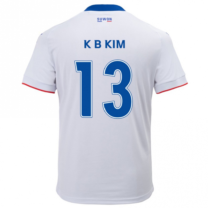 Kinder Fußball Bo-Kyung Kim #13 Weiß Blau Auswärtstrikot Trikot 2024/25 T-Shirt Luxemburg