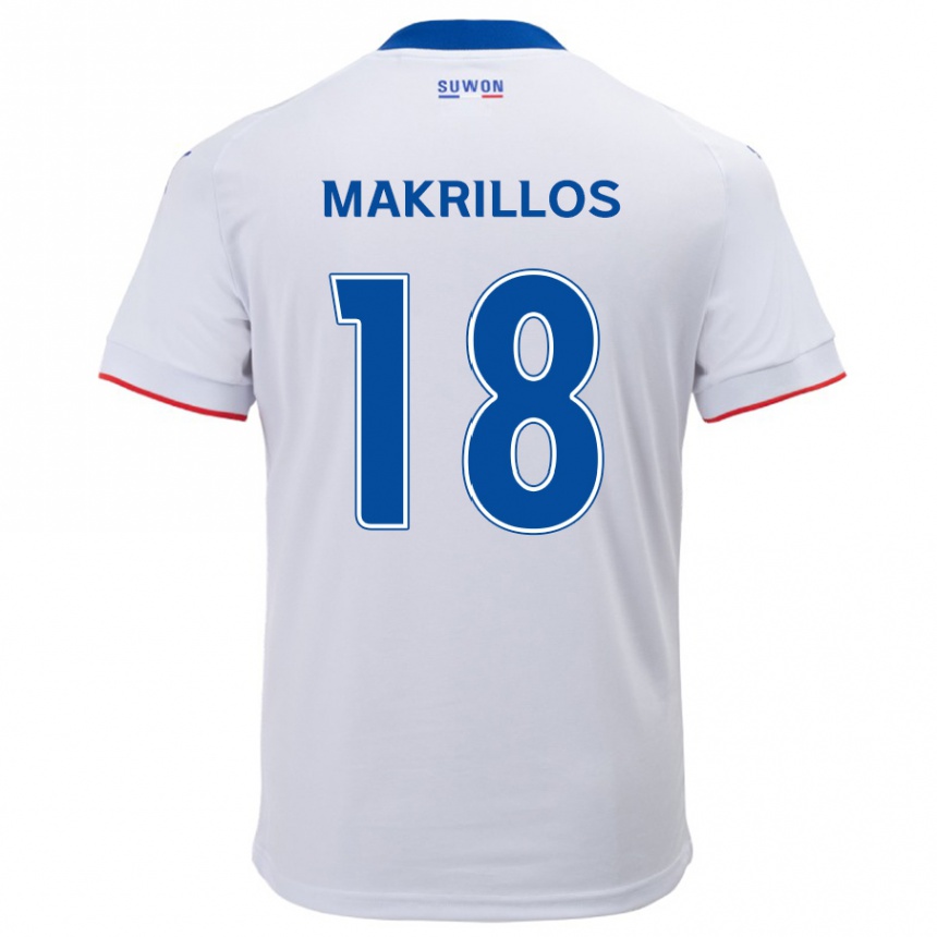 Kinder Fußball Peter Makrillos #18 Weiß Blau Auswärtstrikot Trikot 2024/25 T-Shirt Luxemburg