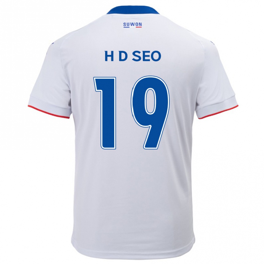 Kinder Fußball Dong-Han Seo #19 Weiß Blau Auswärtstrikot Trikot 2024/25 T-Shirt Luxemburg