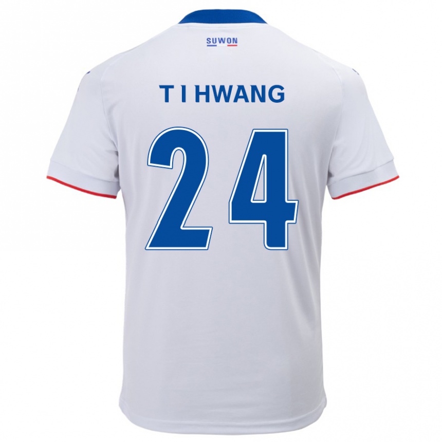 Kinder Fußball In-Taek Hwang #24 Weiß Blau Auswärtstrikot Trikot 2024/25 T-Shirt Luxemburg