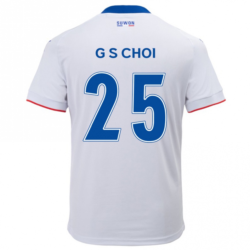 Kinder Fußball Sung-Geun Choi #25 Weiß Blau Auswärtstrikot Trikot 2024/25 T-Shirt Luxemburg