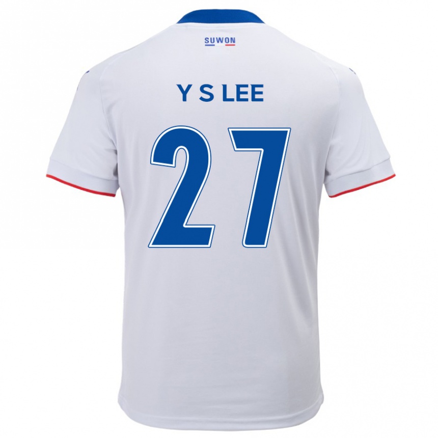 Kinder Fußball Shi-Yeong Lee #27 Weiß Blau Auswärtstrikot Trikot 2024/25 T-Shirt Luxemburg