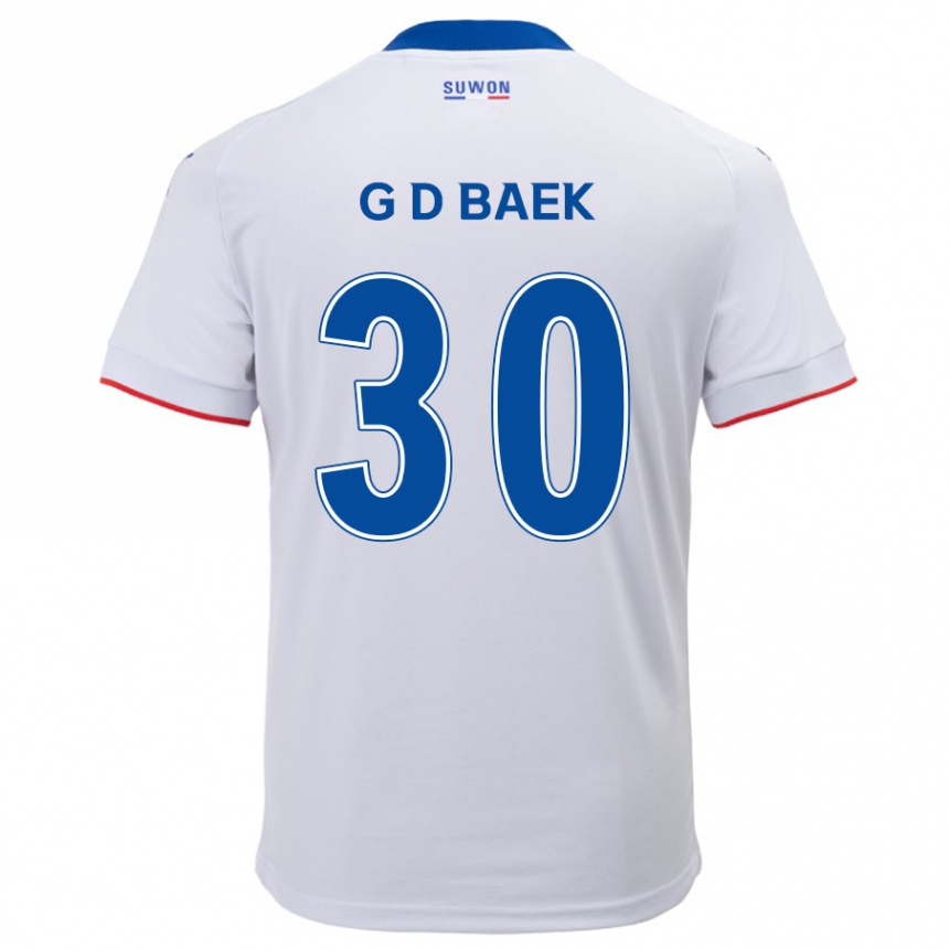 Kinder Fußball Dong-Gyu Baek #30 Weiß Blau Auswärtstrikot Trikot 2024/25 T-Shirt Luxemburg