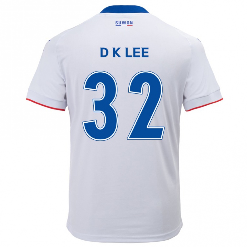 Kinder Fußball Kyu-Dong Lee #32 Weiß Blau Auswärtstrikot Trikot 2024/25 T-Shirt Luxemburg