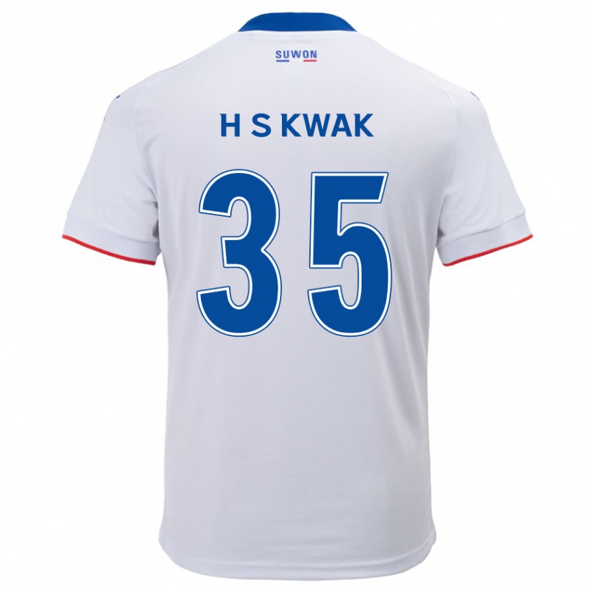 Kinder Fußball Sung-Hoon Kwak #35 Weiß Blau Auswärtstrikot Trikot 2024/25 T-Shirt Luxemburg