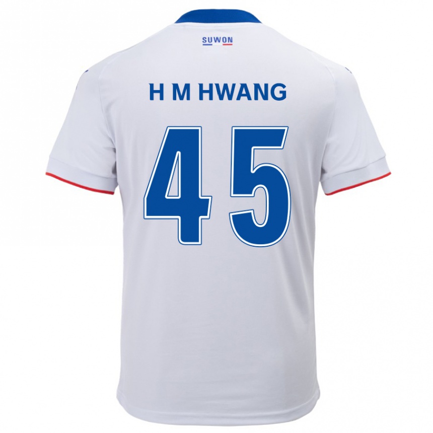 Kinder Fußball Myung-Hyun Hwang #45 Weiß Blau Auswärtstrikot Trikot 2024/25 T-Shirt Luxemburg