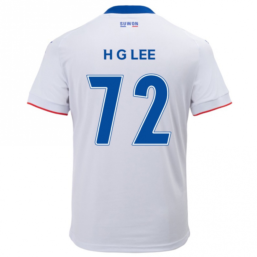 Kinder Fußball Geon-Hee Lee #72 Weiß Blau Auswärtstrikot Trikot 2024/25 T-Shirt Luxemburg