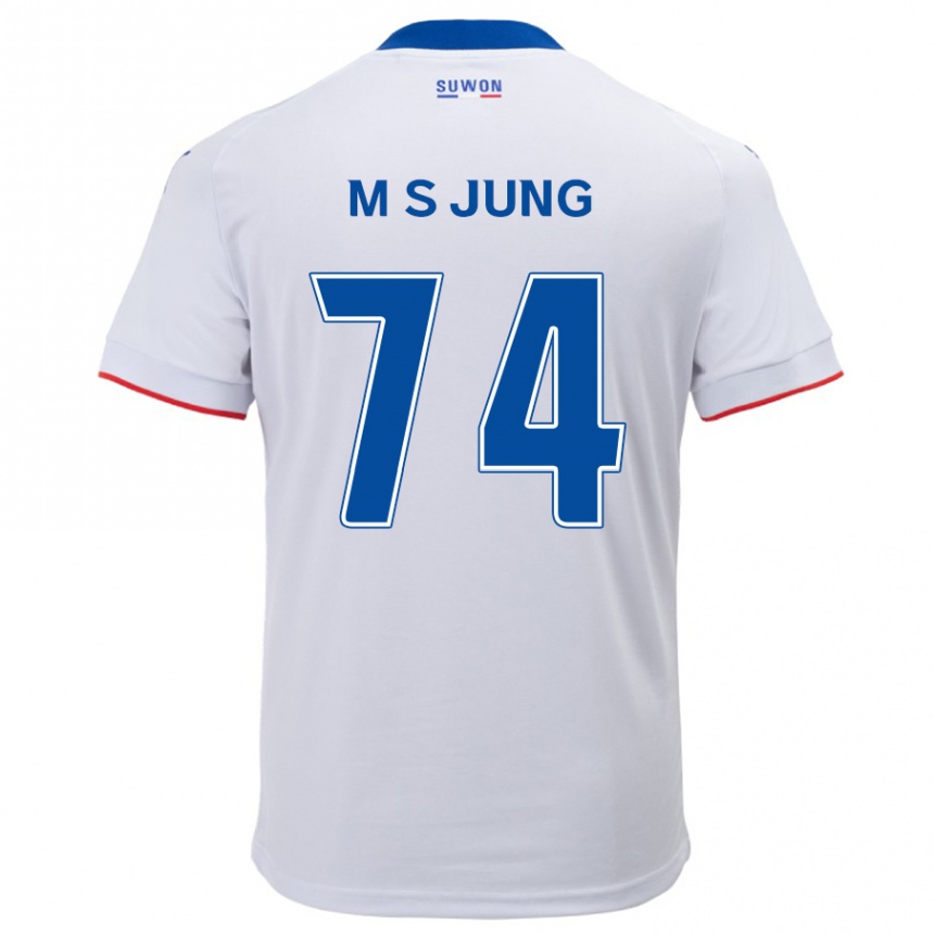 Kinder Fußball Sung-Min Jung #74 Weiß Blau Auswärtstrikot Trikot 2024/25 T-Shirt Luxemburg