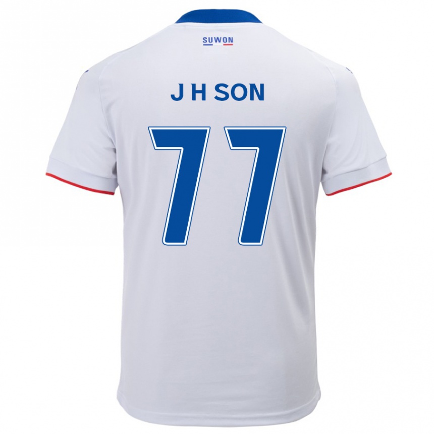 Kinder Fußball Ho-Jun Son #77 Weiß Blau Auswärtstrikot Trikot 2024/25 T-Shirt Luxemburg