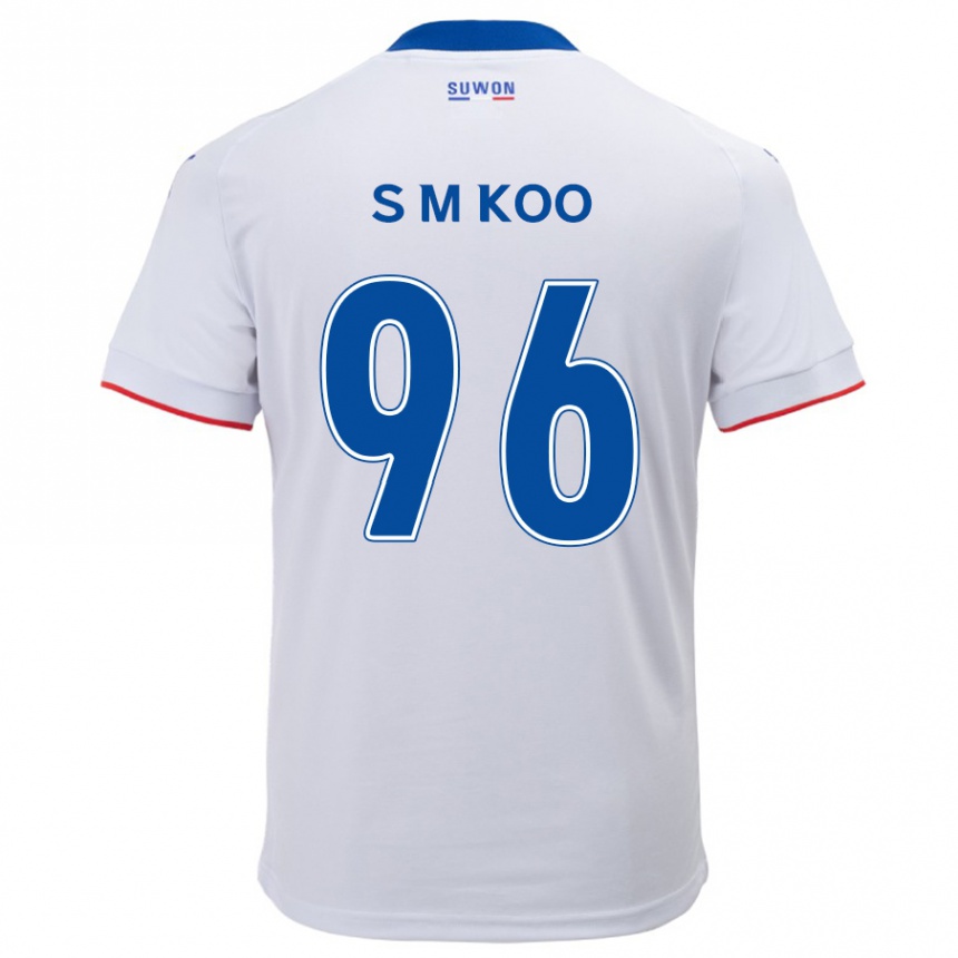 Kinder Fußball Min-Seo Koo #96 Weiß Blau Auswärtstrikot Trikot 2024/25 T-Shirt Luxemburg