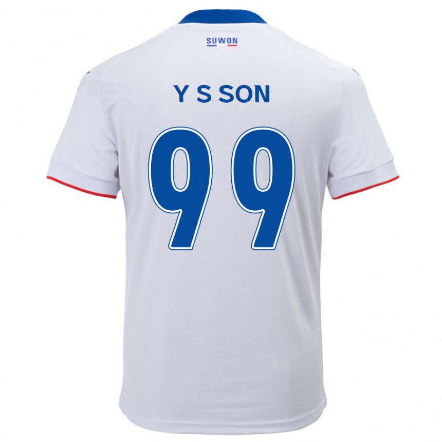 Kinder Fußball Suk-Yong Son #99 Weiß Blau Auswärtstrikot Trikot 2024/25 T-Shirt Luxemburg