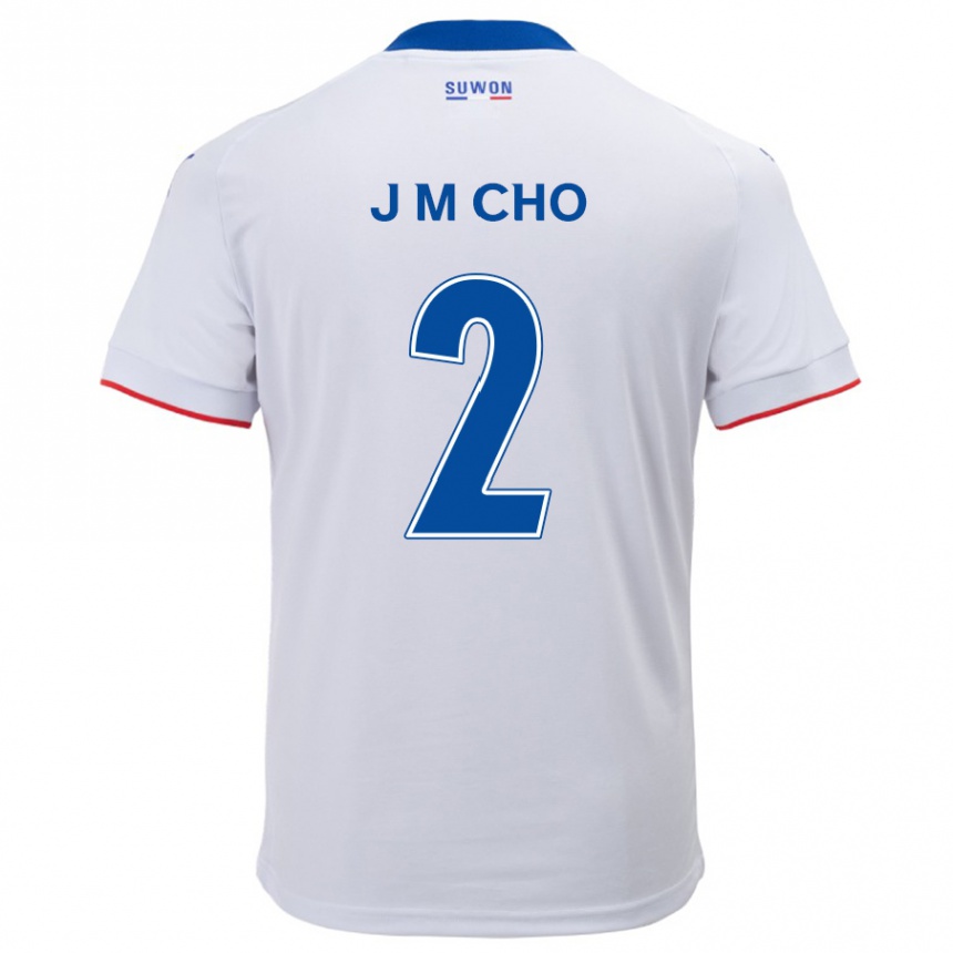 Kinder Fußball Min-Jae Cho #2 Weiß Blau Auswärtstrikot Trikot 2024/25 T-Shirt Luxemburg