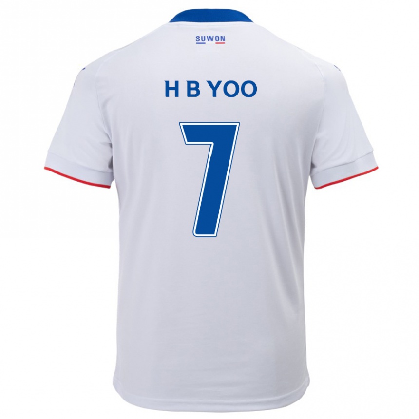 Kinder Fußball Byung-Heon Yoo #7 Weiß Blau Auswärtstrikot Trikot 2024/25 T-Shirt Luxemburg