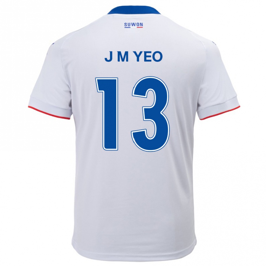 Kinder Fußball Min-Jun Yeo #13 Weiß Blau Auswärtstrikot Trikot 2024/25 T-Shirt Luxemburg