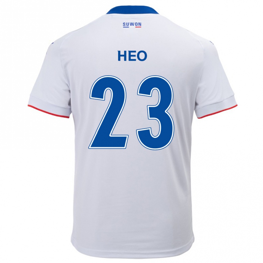 Kinder Fußball Hwan Heo #23 Weiß Blau Auswärtstrikot Trikot 2024/25 T-Shirt Luxemburg