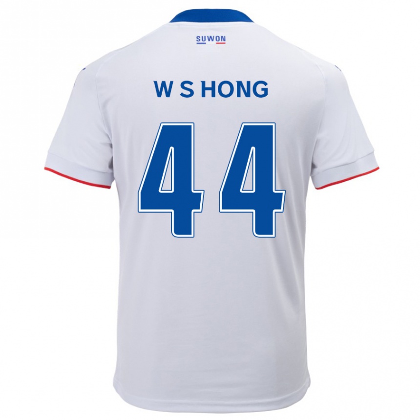 Kinder Fußball Sang-Won Hong #44 Weiß Blau Auswärtstrikot Trikot 2024/25 T-Shirt Luxemburg