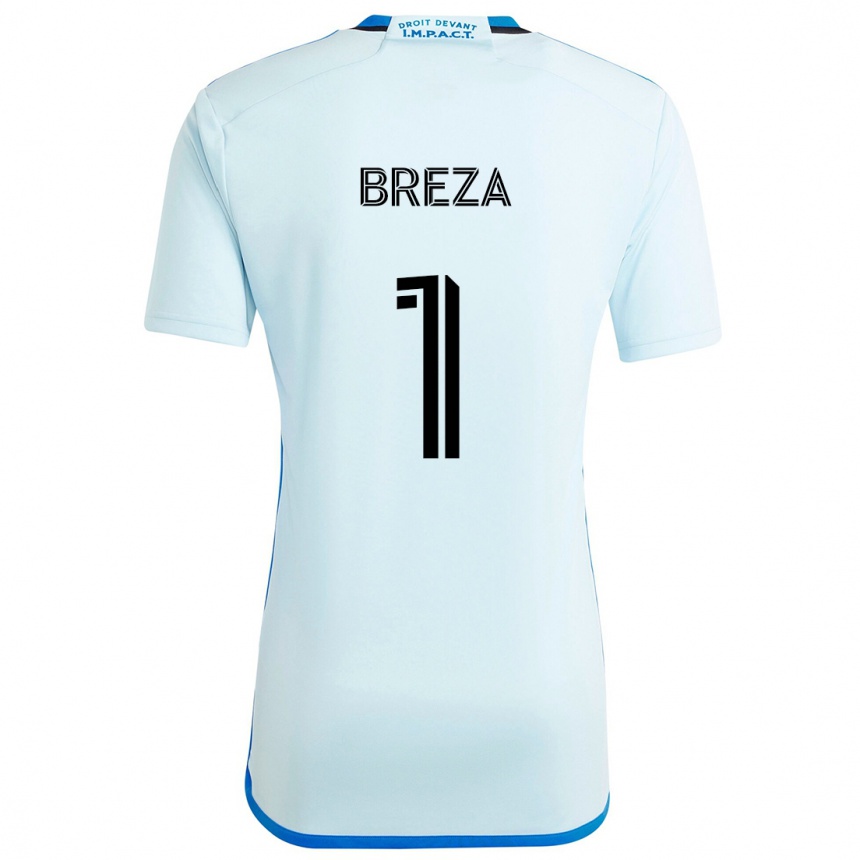 Kinder Fußball Sebastian Breza #1 Eisblau Auswärtstrikot Trikot 2024/25 T-Shirt Luxemburg