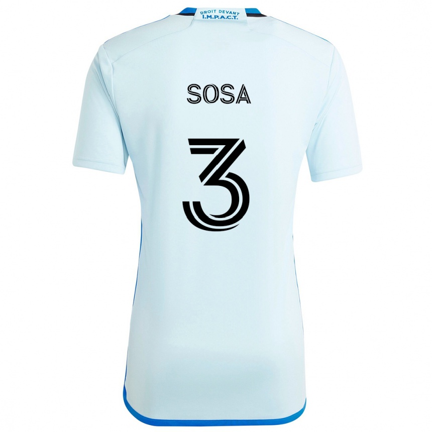 Kinder Fußball Joaquín Sosa #3 Eisblau Auswärtstrikot Trikot 2024/25 T-Shirt Luxemburg