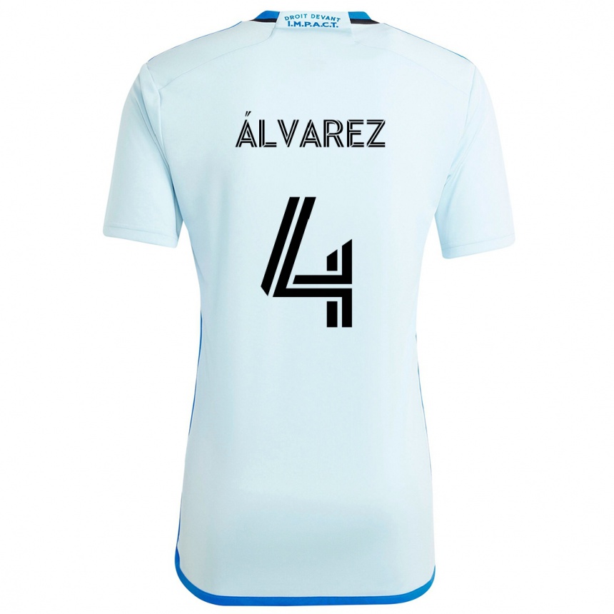 Kinder Fußball Fernando Álvarez #4 Eisblau Auswärtstrikot Trikot 2024/25 T-Shirt Luxemburg