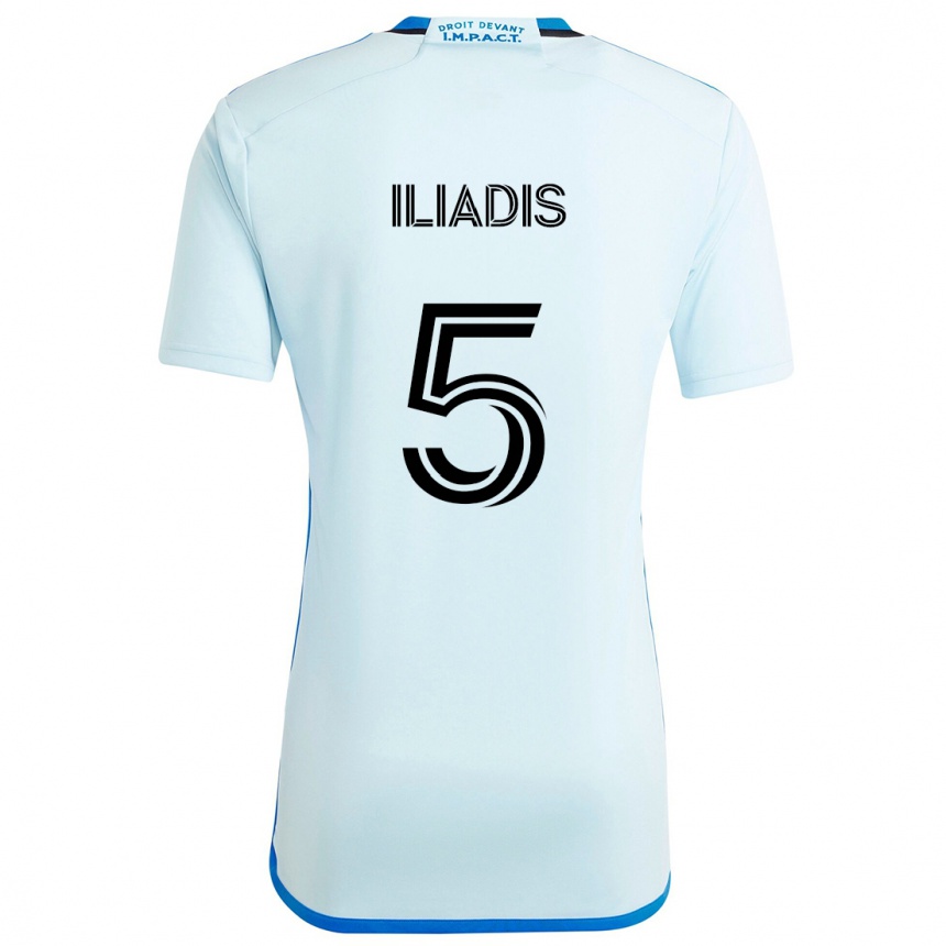 Kinder Fußball Ilias Iliadis #5 Eisblau Auswärtstrikot Trikot 2024/25 T-Shirt Luxemburg