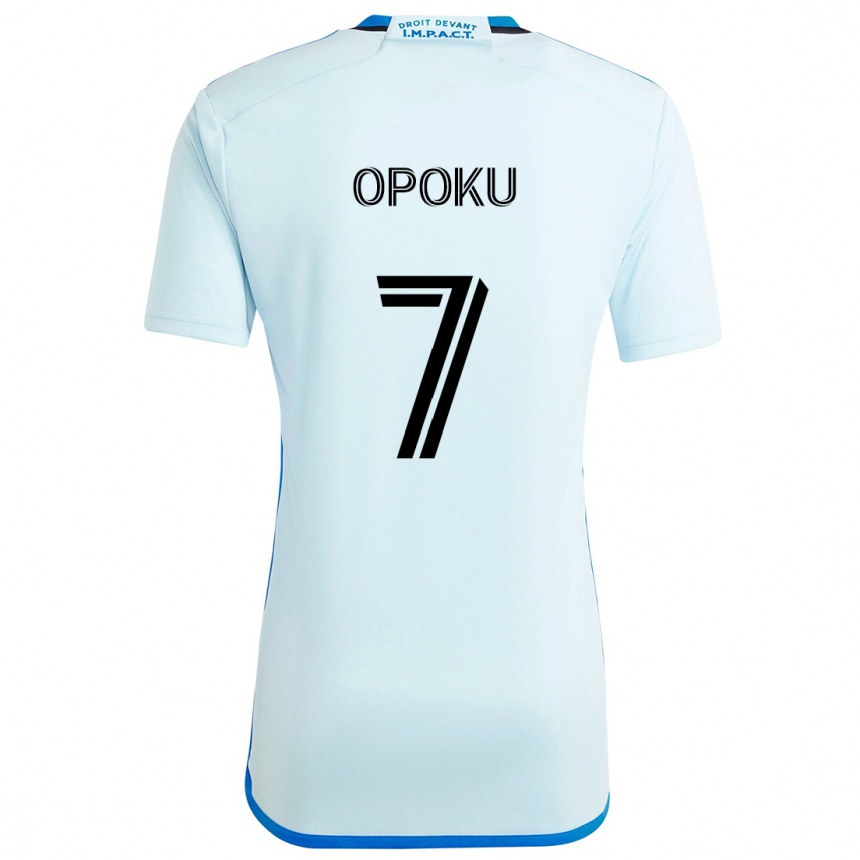 Kinder Fußball Kwadwo Opoku #7 Eisblau Auswärtstrikot Trikot 2024/25 T-Shirt Luxemburg