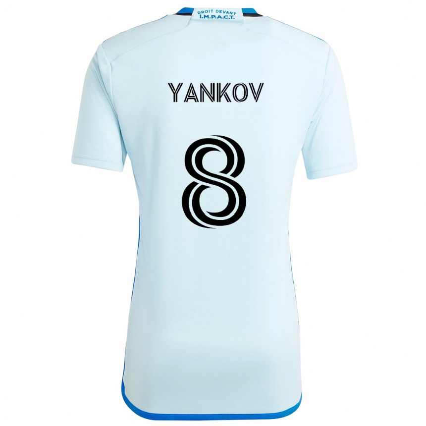 Kinder Fußball Dominik Yankov #8 Eisblau Auswärtstrikot Trikot 2024/25 T-Shirt Luxemburg