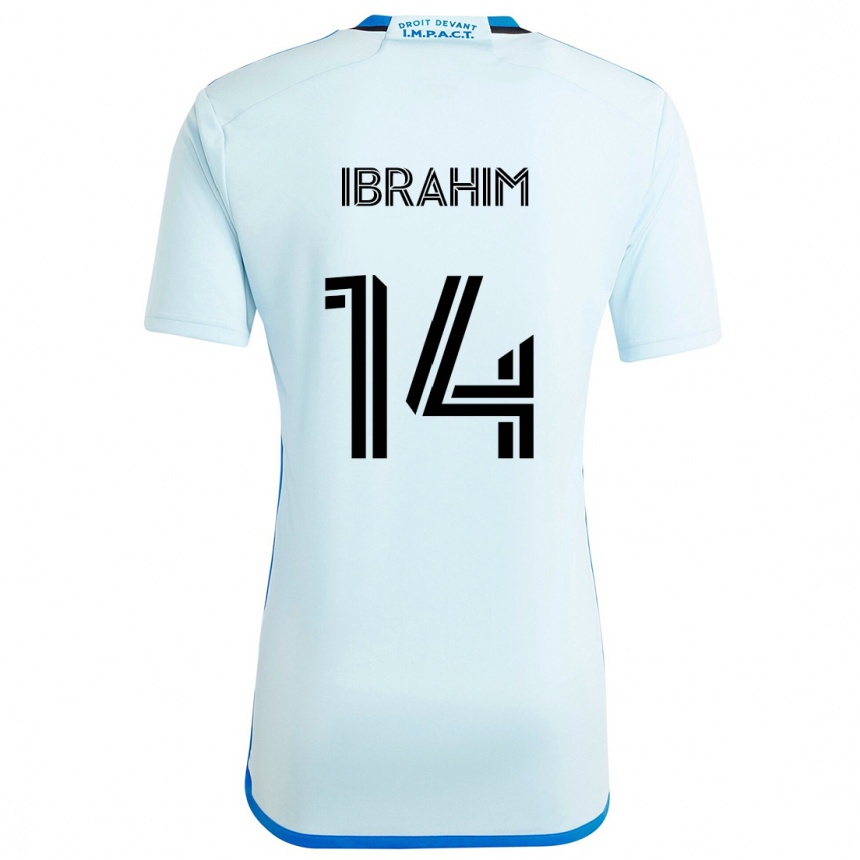 Kinder Fußball Sunusi Ibrahim #14 Eisblau Auswärtstrikot Trikot 2024/25 T-Shirt Luxemburg