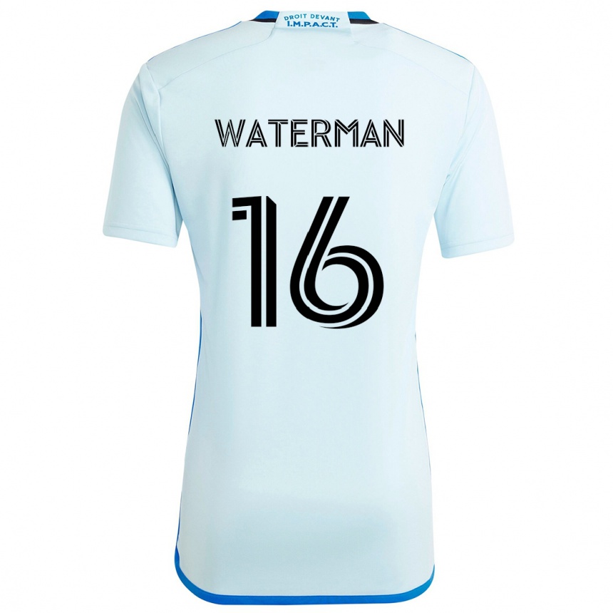 Kinder Fußball Joel Waterman #16 Eisblau Auswärtstrikot Trikot 2024/25 T-Shirt Luxemburg