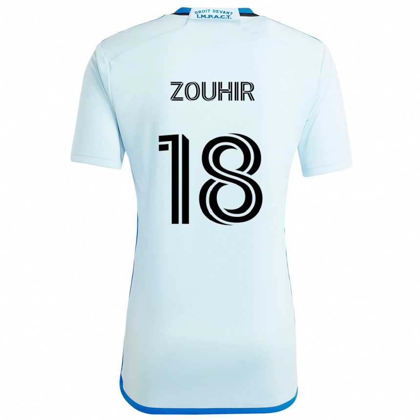 Kinder Fußball Rida Zouhir #18 Eisblau Auswärtstrikot Trikot 2024/25 T-Shirt Luxemburg