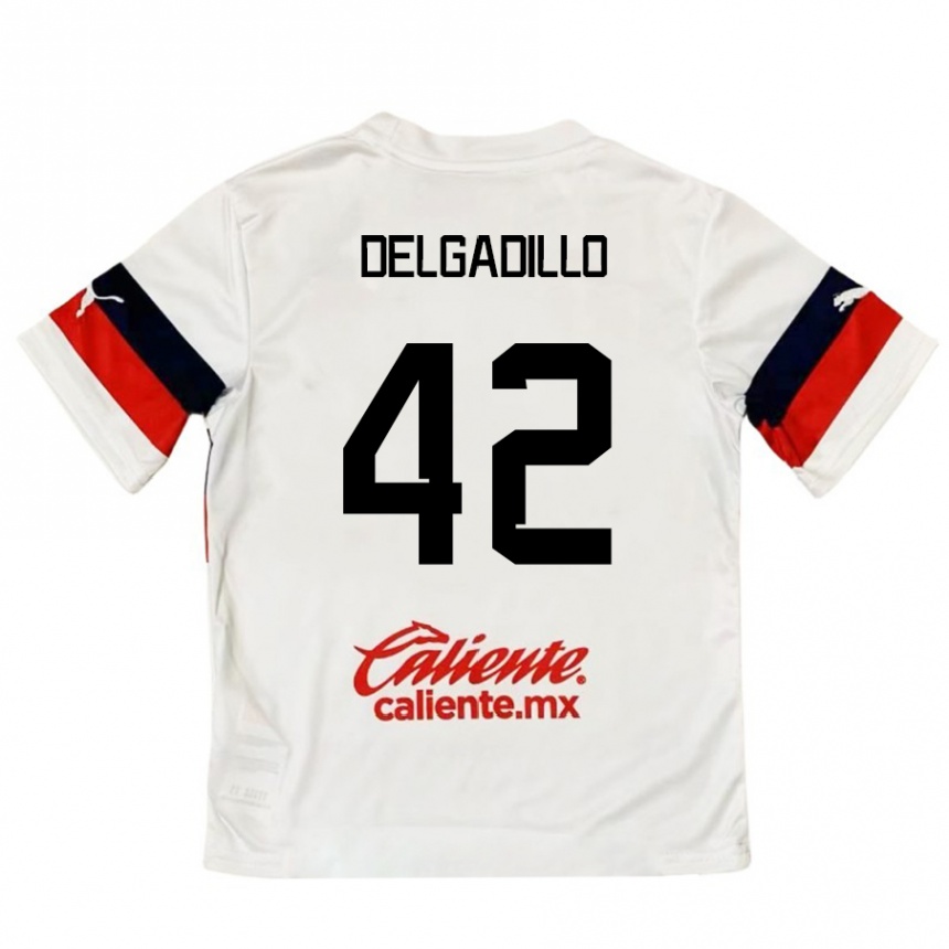 Kinder Fußball Diego Delgadillo #42 Weiß Rot Auswärtstrikot Trikot 2024/25 T-Shirt Luxemburg