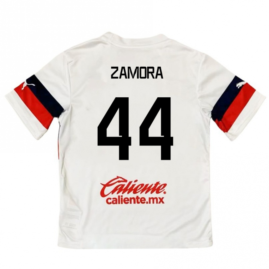 Kinder Fußball Saúl Zamora #44 Weiß Rot Auswärtstrikot Trikot 2024/25 T-Shirt Luxemburg