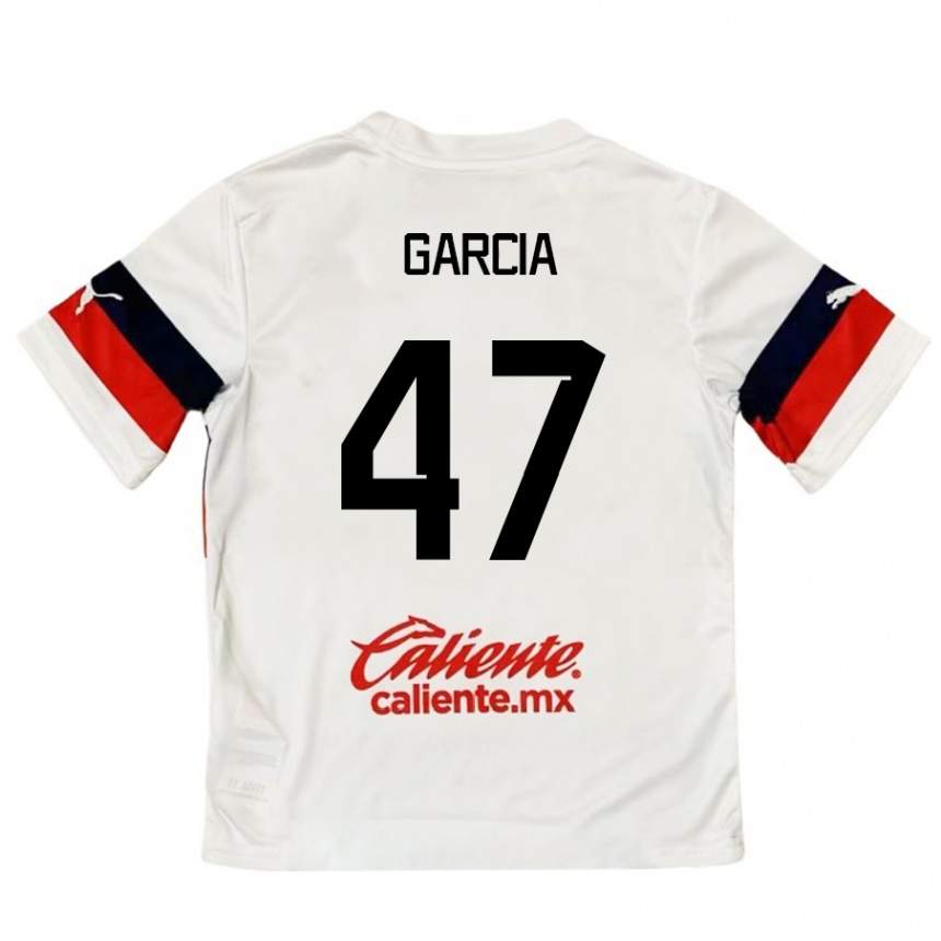 Kinder Fußball Gael García #47 Weiß Rot Auswärtstrikot Trikot 2024/25 T-Shirt Luxemburg