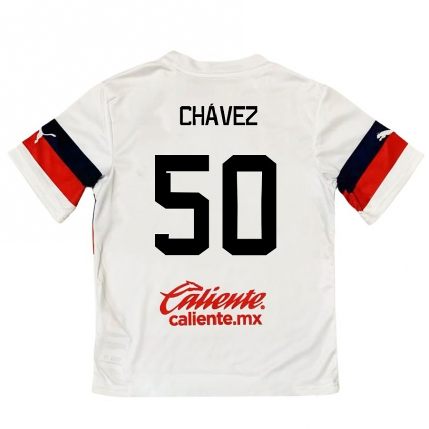 Kinder Fußball Mateo Chávez #50 Weiß Rot Auswärtstrikot Trikot 2024/25 T-Shirt Luxemburg