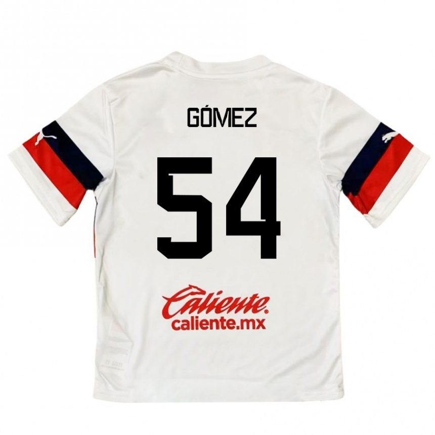 Kinder Fußball Miguel Gómez #54 Weiß Rot Auswärtstrikot Trikot 2024/25 T-Shirt Luxemburg