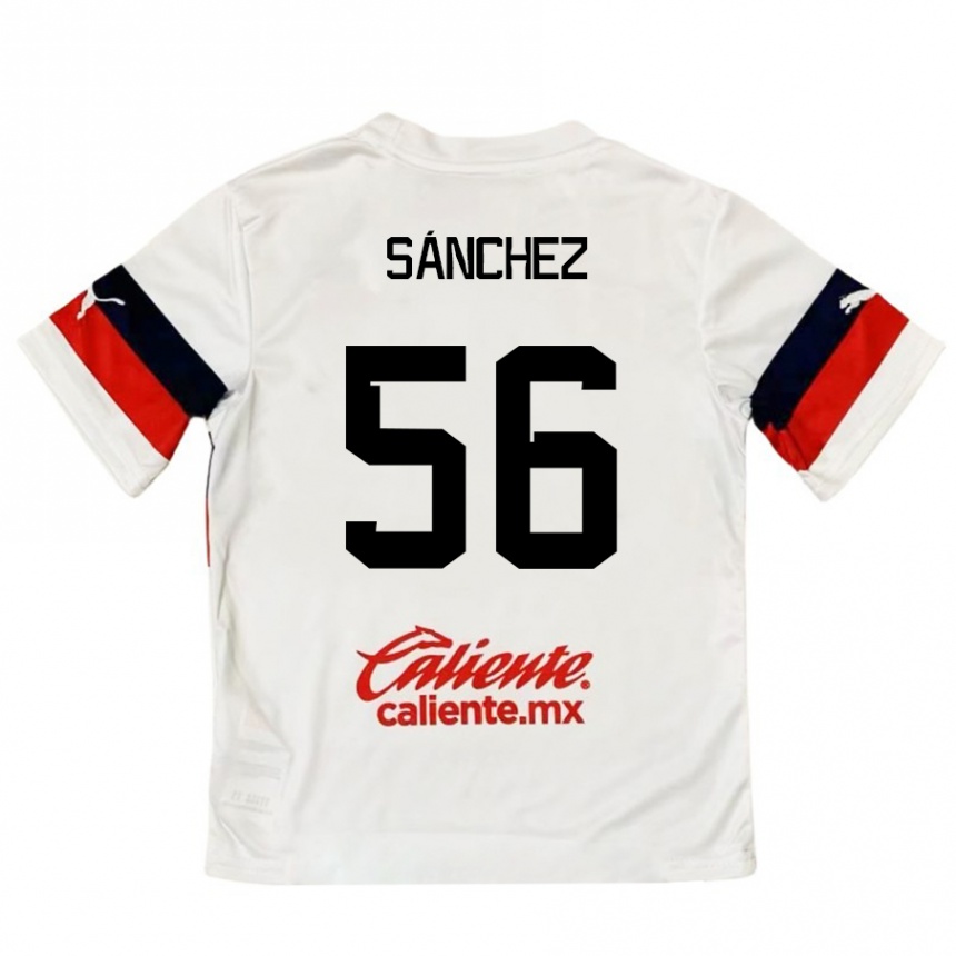 Kinder Fußball Benjamín Sánchez #56 Weiß Rot Auswärtstrikot Trikot 2024/25 T-Shirt Luxemburg