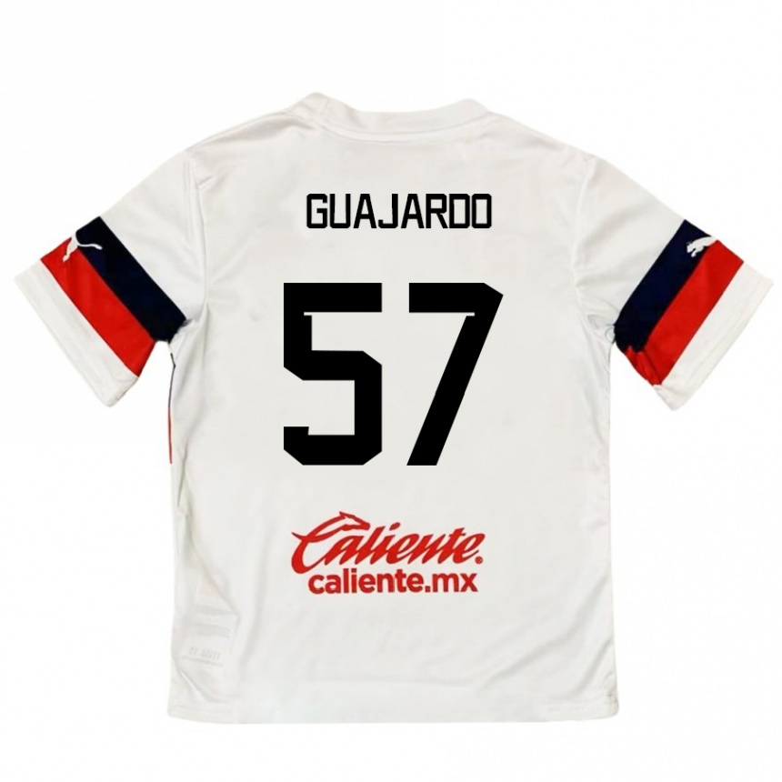 Kinder Fußball Dylan Guajardo #57 Weiß Rot Auswärtstrikot Trikot 2024/25 T-Shirt Luxemburg