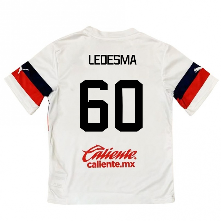 Kinder Fußball Luis Ledesma #60 Weiß Rot Auswärtstrikot Trikot 2024/25 T-Shirt Luxemburg