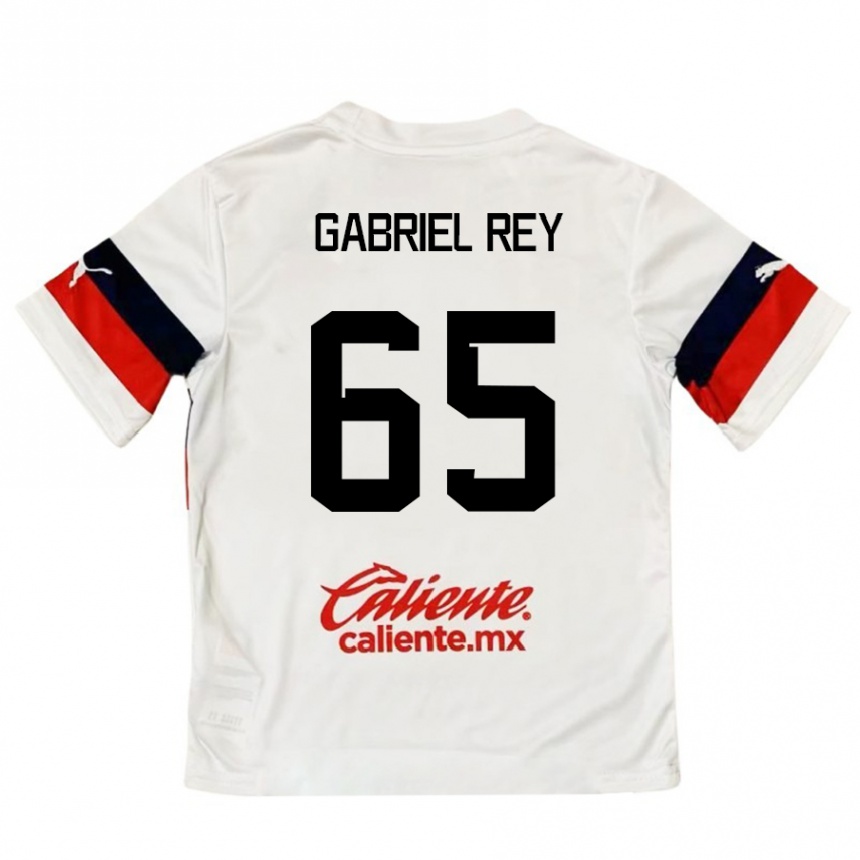 Kinder Fußball Luis Gabriel Rey #65 Weiß Rot Auswärtstrikot Trikot 2024/25 T-Shirt Luxemburg