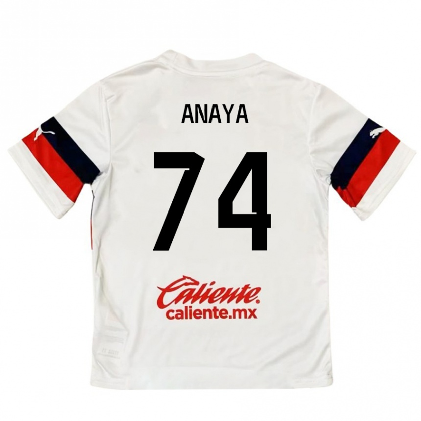 Kinder Fußball Mario Anaya #74 Weiß Rot Auswärtstrikot Trikot 2024/25 T-Shirt Luxemburg