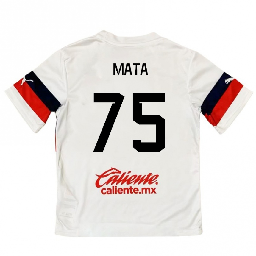 Kinder Fußball Hugo Mata #75 Weiß Rot Auswärtstrikot Trikot 2024/25 T-Shirt Luxemburg