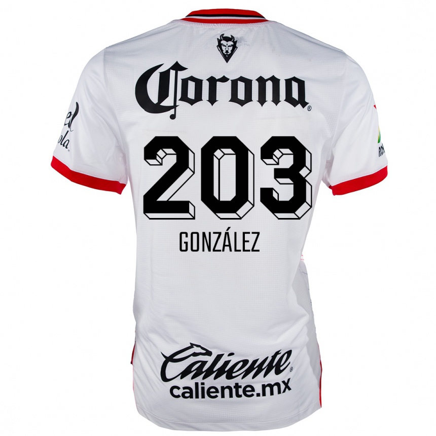 Kinder Fußball Luis González #203 Weiß Rot Auswärtstrikot Trikot 2024/25 T-Shirt Luxemburg