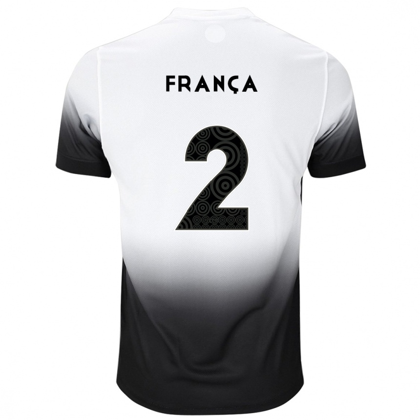 Herren Fußball Matheus França #2 Weiß Schwarz Heimtrikot Trikot 2024/25 T-Shirt Luxemburg