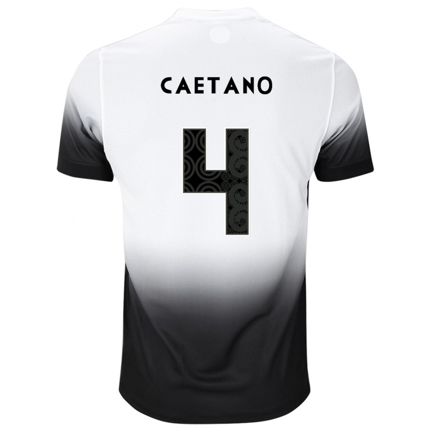 Herren Fußball Caetano #4 Weiß Schwarz Heimtrikot Trikot 2024/25 T-Shirt Luxemburg