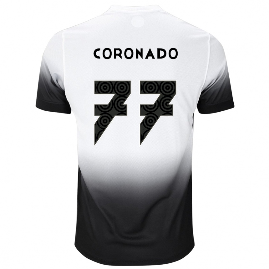 Herren Fußball Igor Coronado #77 Weiß Schwarz Heimtrikot Trikot 2024/25 T-Shirt Luxemburg