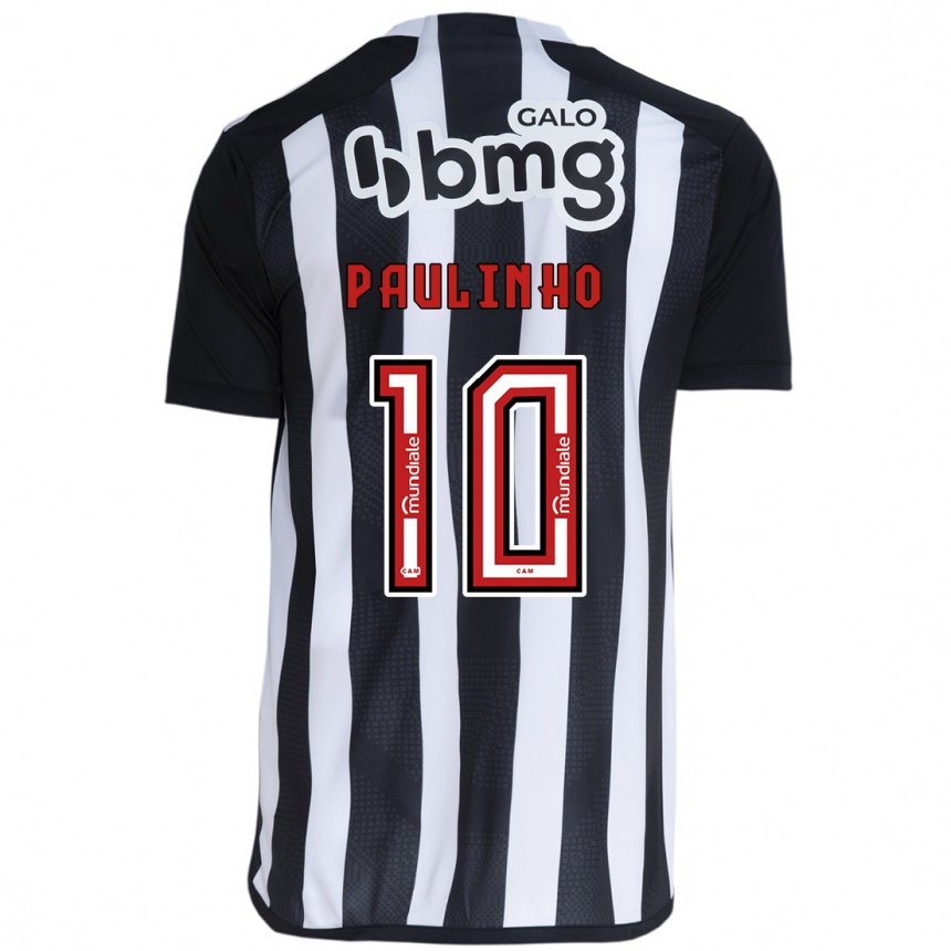 Herren Fußball Paulinho #10 Weiß Schwarz Heimtrikot Trikot 2024/25 T-Shirt Luxemburg