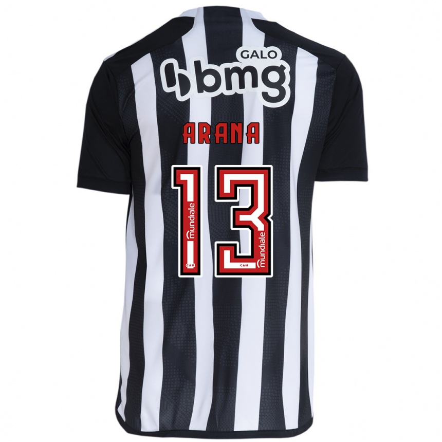 Herren Fußball Guilherme Arana #13 Weiß Schwarz Heimtrikot Trikot 2024/25 T-Shirt Luxemburg