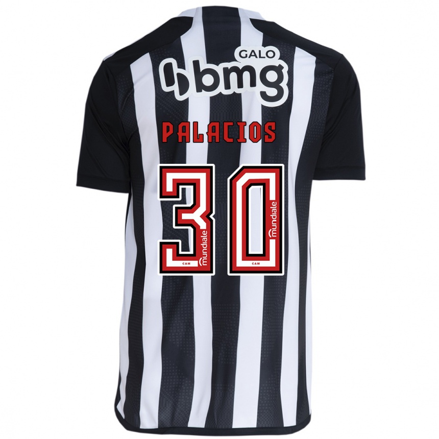 Herren Fußball Brahian Palacios #30 Weiß Schwarz Heimtrikot Trikot 2024/25 T-Shirt Luxemburg