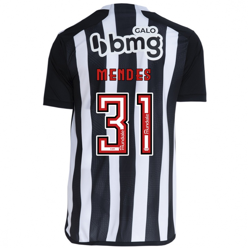 Herren Fußball Matheus Mendes #31 Weiß Schwarz Heimtrikot Trikot 2024/25 T-Shirt Luxemburg